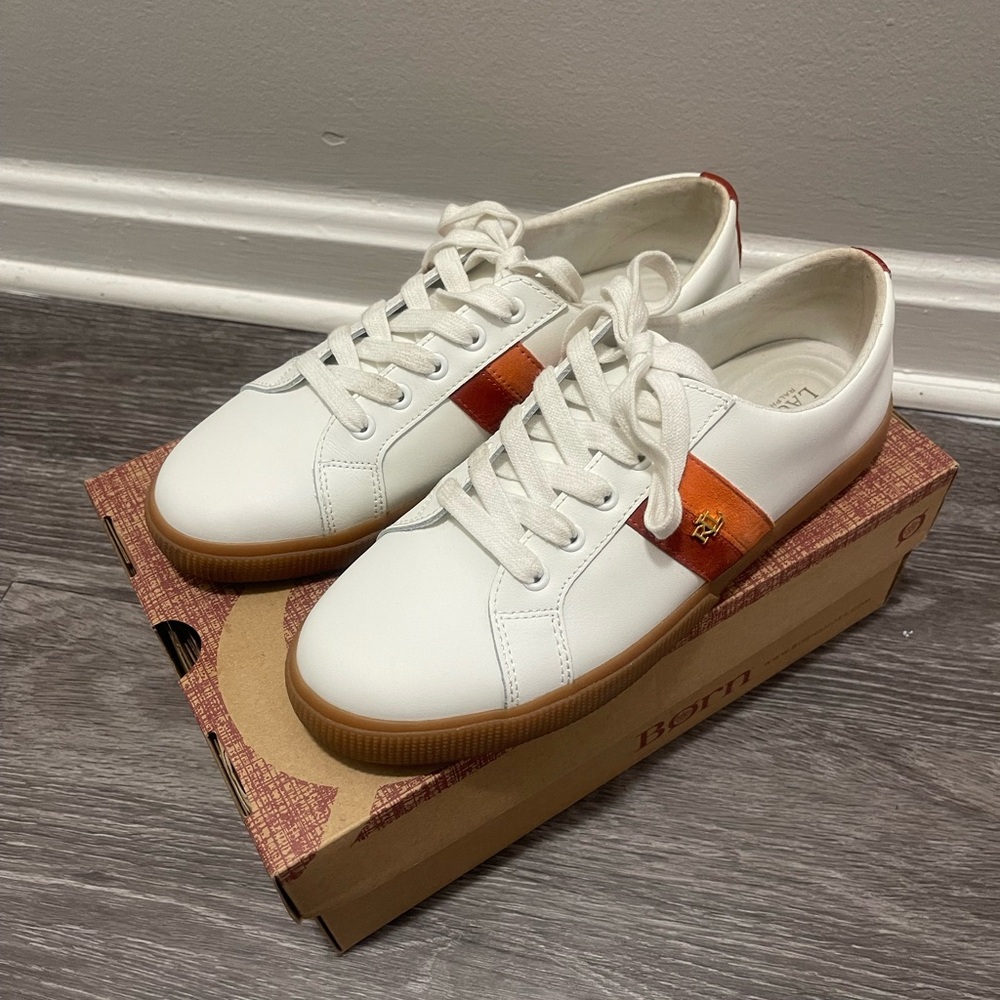 Ralph Lauren White and Orange Sneakers